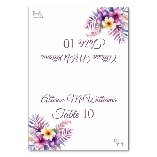 Hochzeit Platzkarte-Wasserfarbeninsel Romance-Meat Tischnummer (Vorderseite)