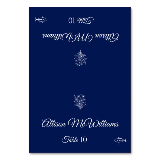 Hochzeit Platzkarte-Wildblume Elegance Fish Icon- Tischnummer (Vorderseite)