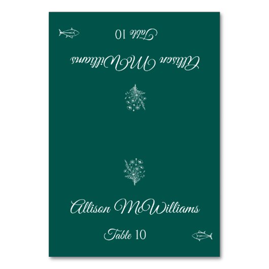 Hochzeit Platzkarte-Wildblume Elegance Fish Icon- Tischnummer (Vorderseite)
