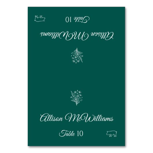 Hochzeit Platzkarte-Wildblume Elegance-Pork Icon- Tischnummer (Vorderseite)