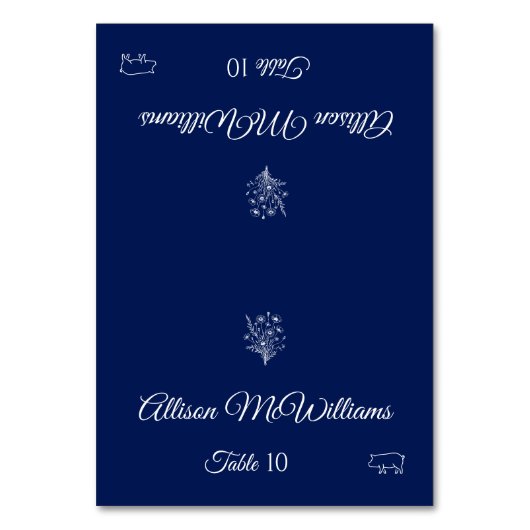 Hochzeit Platzkarte-Wildblume Elegance-Pork Icon- Tischnummer (Vorderseite)