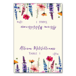 Hochzeit Platzkarte-Wildblume Symphony Fish Icon- Tischnummer