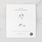 Hochzeit Platzkarten Dusty Blue Botanicals (Außenseite Aufgefaltet)
