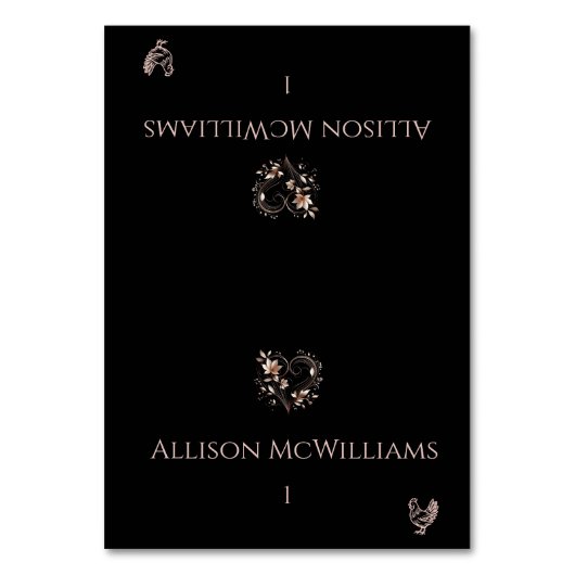 Hochzeit-Platzkarten-Hühnchen Icon-Rose Gold-Blume Tischnummer (Vorderseite)