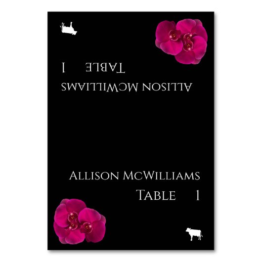 Hochzeit Platzkarten-Meat Icon-Black Fuchsia Weiß- Tischnummer (Vorderseite)