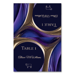 Hochzeit Platzkarten-Meat Icon-Blue Lila Gold- Tischnummer