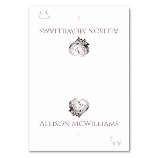 Hochzeit Platzkarten-Meat Icon-Pink Herz Tischnummer (Vorderseite)