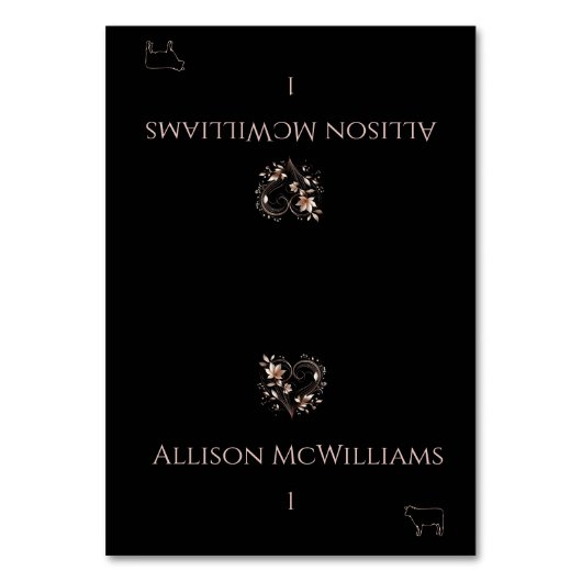 Hochzeit-Platzkarten-Meat Icon-Rose Gold-Blume Tischnummer (Vorderseite)