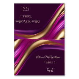 Hochzeit Platzkarten-Pork Icon Lila Gold- Tischnummer