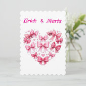 Hochzeit plus Valentinsche Bögen rosa Einladung (Stehend Vorderseite)