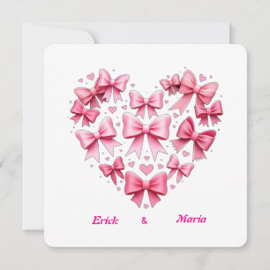 Hochzeit plus Valentinstag Schleifen rosa  Einladung