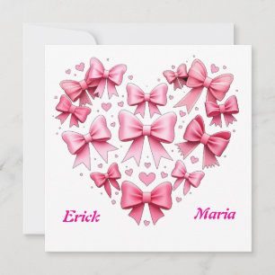 Hochzeit plus Valentinstag Schleifen rosa  Einladung