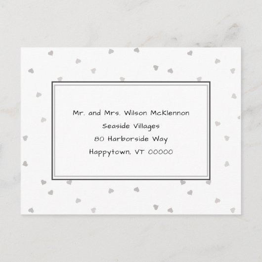 Hochzeit Postkarte Probe Abendessen Foto Einladung (Rückseite)