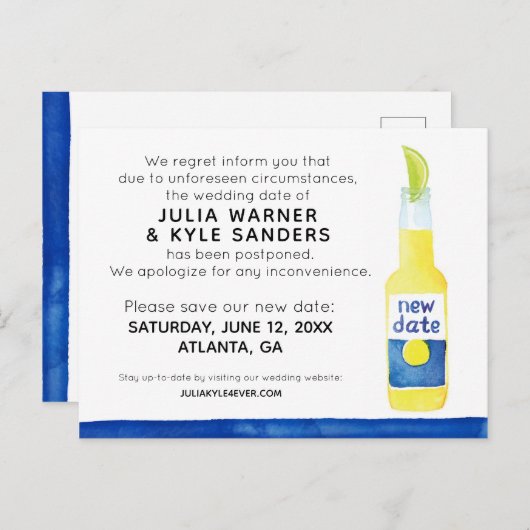 Hochzeit Postkarte verschoben (Vorne/Hinten)