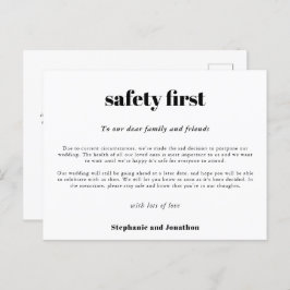 Hochzeit Postpone Sicherheit erste COVID-Skript we Ankündigungspostkarte