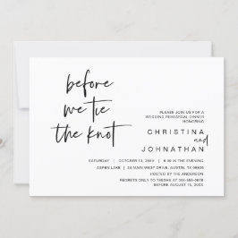 Hochzeit Probe Abendessen, bevor wir den Knoten Kr Einladung