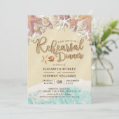 Hochzeit Probe Abendessen Sommerstrand Starfish Einladung (Stehend Vorderseite)