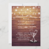 Hochzeit Probe Dinner Champagne Brille Wood Einladung (Vorderseite)