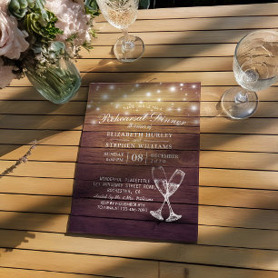 Hochzeit Probe Dinner Champagne Brille Wood Einladung