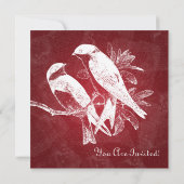 Hochzeit Probe Dinner Love Birds Rot Einladung (Rückseite)