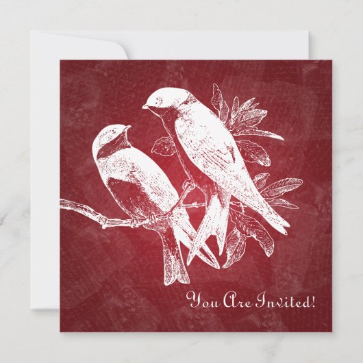 Hochzeit Probe Dinner Love Birds Rot Einladung (Rückseite)