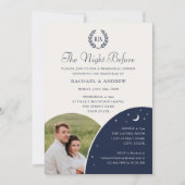 Hochzeit Probe Dinner Monogram Foto Navy Blue Einladung (Vorderseite)