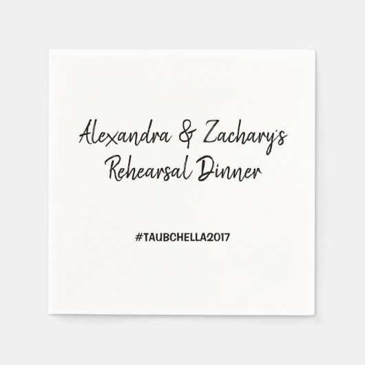 Hochzeit Probe Dinner Napkins Hashtag Black Serviette (Vorderseite)