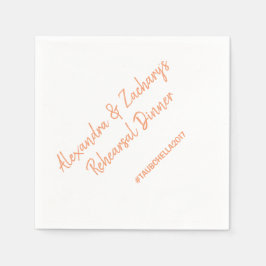 Hochzeit Probe Dinner Napkins Hashtag Peach Serviette