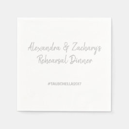 Hochzeit Probe Dinner Napkins Hashtag Silver Serviette