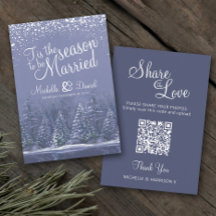 Hochzeit QR Aktie Liebe Winterhochzeit Schnee blau