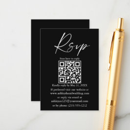 Hochzeit QR Calligrafy Ink Script Black UAWG Begleitkarte