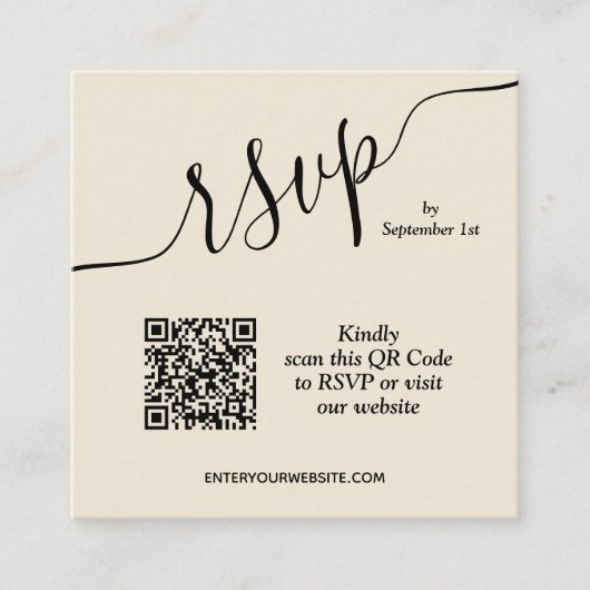 Hochzeit QR Code Beige Begleitkarte (Vorderseite)