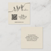 Hochzeit QR Code Beige Begleitkarte (Vorne/Hinten)