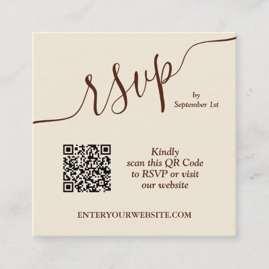 Hochzeit QR Code Beige Begleitkarte (Vorderseite)