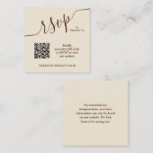 Hochzeit QR Code Beige Begleitkarte (Vorne/Hinten)