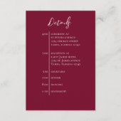 Hochzeit QR Code Burgundy einfache Zeitleiste Begleitkarte (Vorderseite)