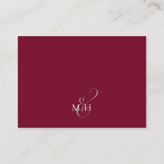 Hochzeit QR Code Elegant Burgundy Foliage Begleitkarte (Rückseite)