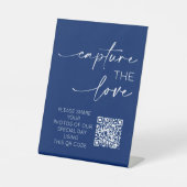 Hochzeit QR Code Foto App Upload Royal Blue Sockelschild (Vorderseite)