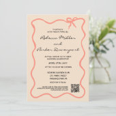 Hochzeit QR-Code mit bemalten Pinstripes Einladung (Stehend Vorderseite)