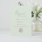Hochzeit QR Code RSVP in Hellgrün Modern Karte (Stehend Vorderseite)