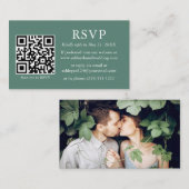 Hochzeit QR Foto Eucalyptus Green UAWG Begleitkarte (Vorne/Hinten)