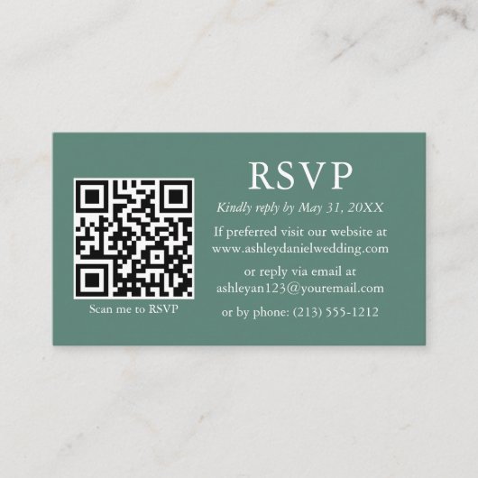 Hochzeit QR Foto Eucalyptus Green UAWG Begleitkarte (Vorderseite)