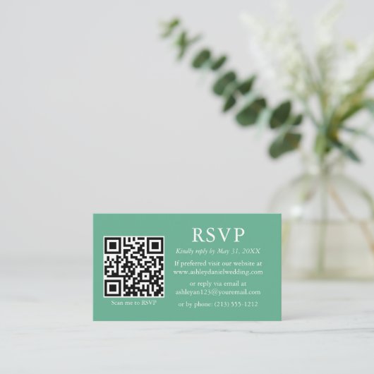 Hochzeit QR Foto Neo Mint Green UAWG Begleitkarte (Stehend Vorderseite)
