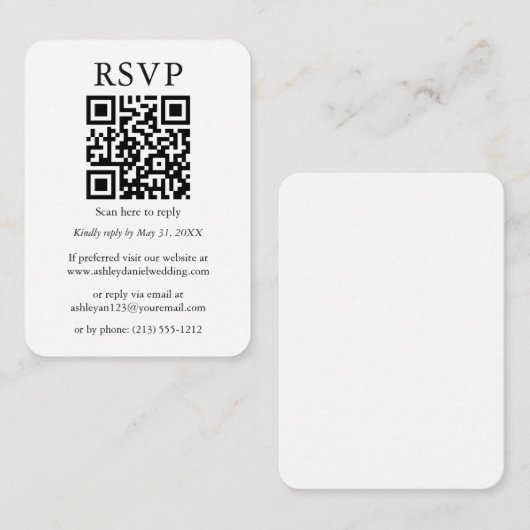 Hochzeit QR Minimalistisch Simple UAWG Begleitkarte (Vorne/Hinten)
