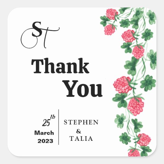 Hochzeit Quadratischer Aufkleber (Vorderseite)