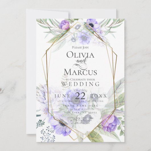 Hochzeit | Rahmen für die Anemon-Blume Einladung (Vorderseite)