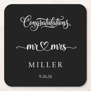 Hochzeit rechteckiger pappuntersetzer