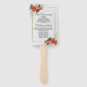 Hochzeit Red Floral Gold Hand Fan Elegant Fächer (Rückseite)