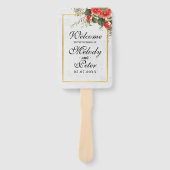 Hochzeit Red Floral Gold Hand Fan Elegant Fächer (Vorderseite)