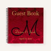 Hochzeit Red Gold Black Christmas Winter Monogram Notizblock (Vorderseite)